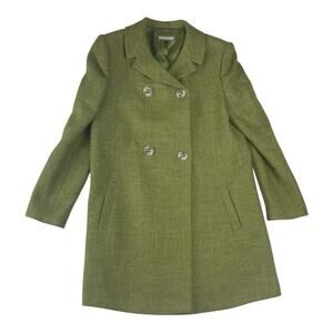 Thalian women's 8 medium Wool Green Textured peacoat lined Coat jacket lady